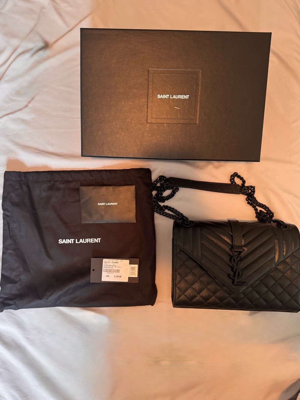Yves Saint Laurent Black Quilted Chain Shoulder Bag